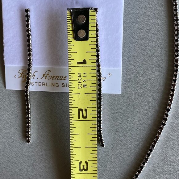 FAC Sleek Black CZ Silver Tone Necklace & Earrings Set NWT - Picture 4 of 8